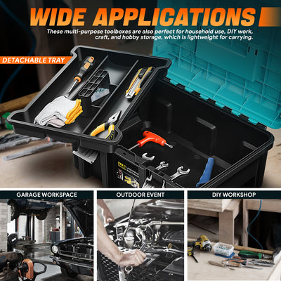 2-in-1 Portable Tool Box Set (Removable Trays) <br>Outer Dimensions( in.): 17.32 L x 12.99 W x 18.5 H