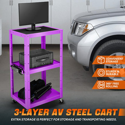 3-Layer Utility Steel Media AV Cart <br> 25 In. x18 In. x24 In. -42 In.