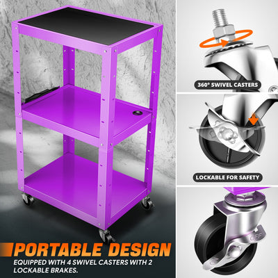 3-Layer Utility Steel Media AV Cart <br> 25 In. x18 In. x24 In. -42 In.