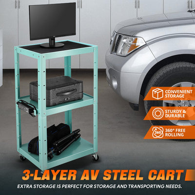 3-Layer Utility Steel Media AV Cart <br> 25 In. x18 In. x24 In. -42 In.