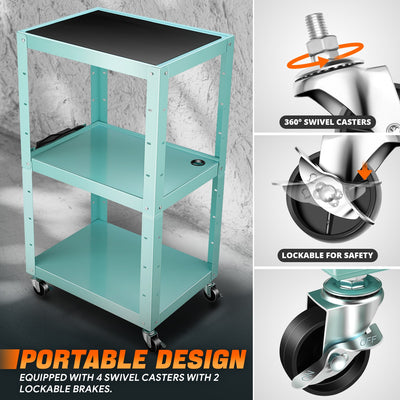 3-Layer Utility Steel Media AV Cart <br> 25 In. x18 In. x24 In. -42 In.