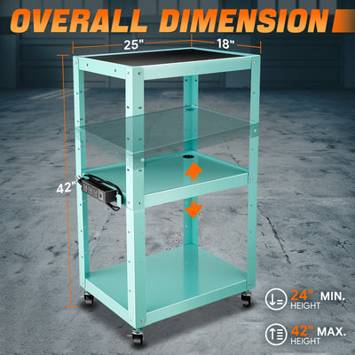 3-Layer Utility Steel Media AV Cart <br> 25 In. x18 In. x24 In. -42 In.
