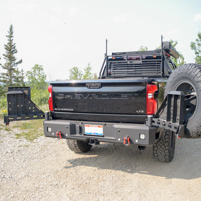 Octane Dual Swing Out Rear Bumper- No Parking Sensors<br>20-22 Chevy Silverado, GMC Sierra 2500 3500 HD