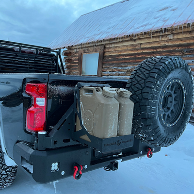 Octane Dual Swing Out Rear Bumper- No Parking Sensors<br>20-22 Chevy Silverado, GMC Sierra 2500 3500 HD
