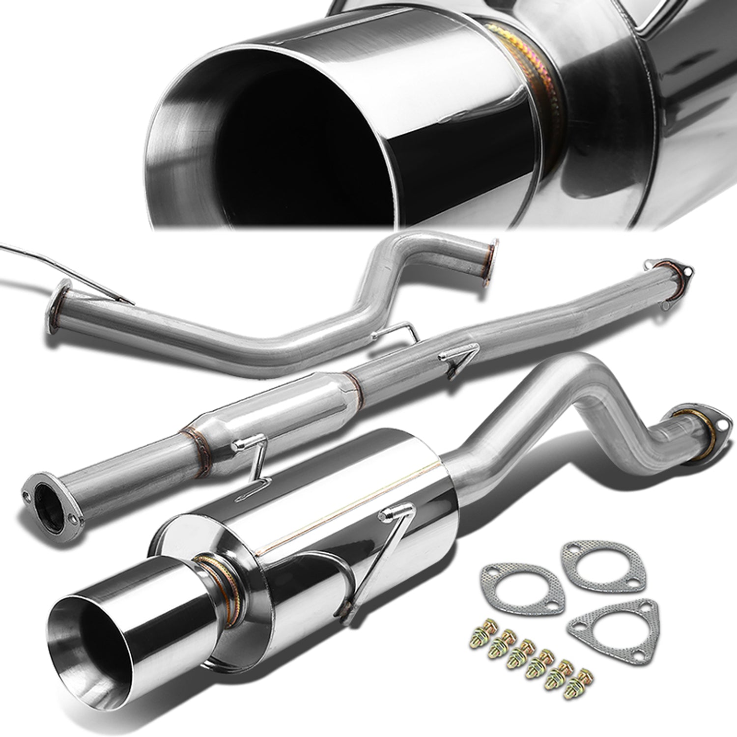 Catback Exhaust w/4.5 in. Double Walled Muffler Tip <br>94-01 Acura Integra LS/GS/Special Edition