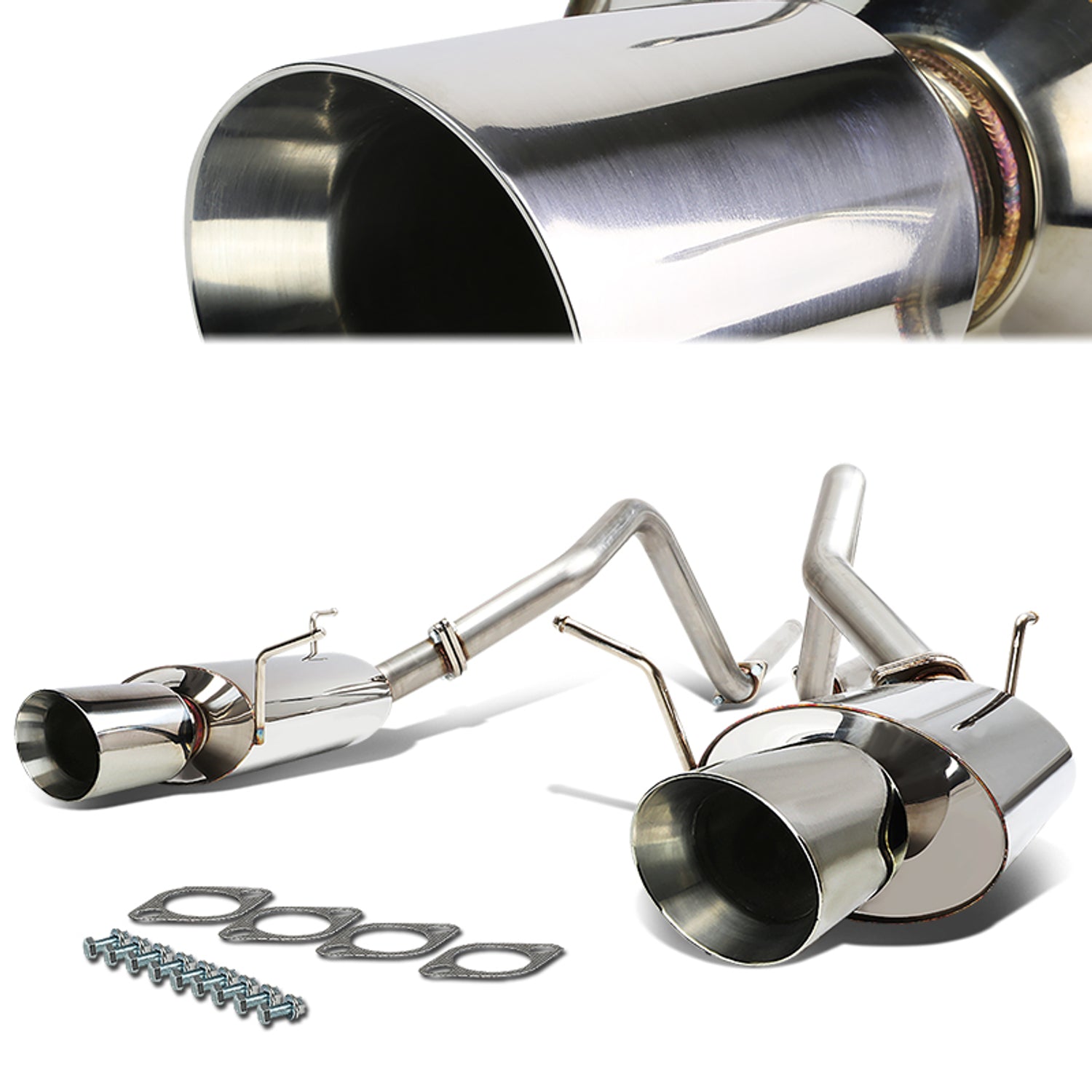 Catback Exhaust System w/4 in. OD Double Walled Muffler Tip <br>11-14 Ford Mustang 3.7L V6