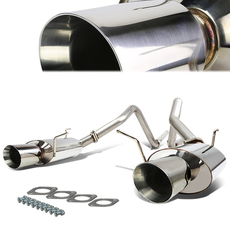 Catback Exhaust System w/4 in. OD Double Walled Muffler Tip <br>11-14 Ford Mustang 3.7L V6
