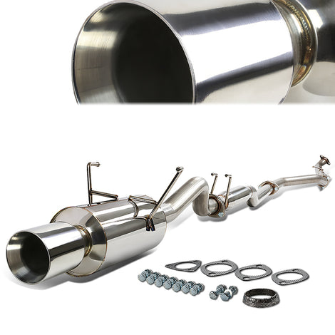 Catback Exhaust System w/4 in. OD Double Walled Muffler Tip <br>01-05 Honda Civic DX/GX/LX/HX