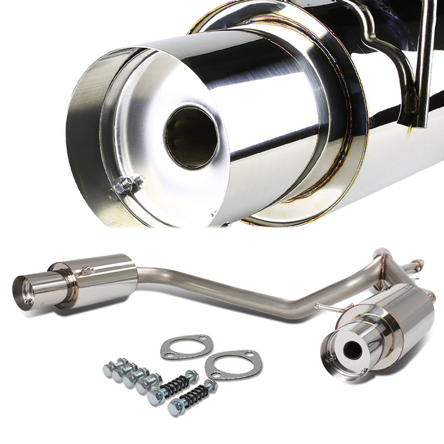 Catback Exhaust System w/4 in. OD Muffler Tip <br>03-06 Hyundai Tiburon 2.7L V6