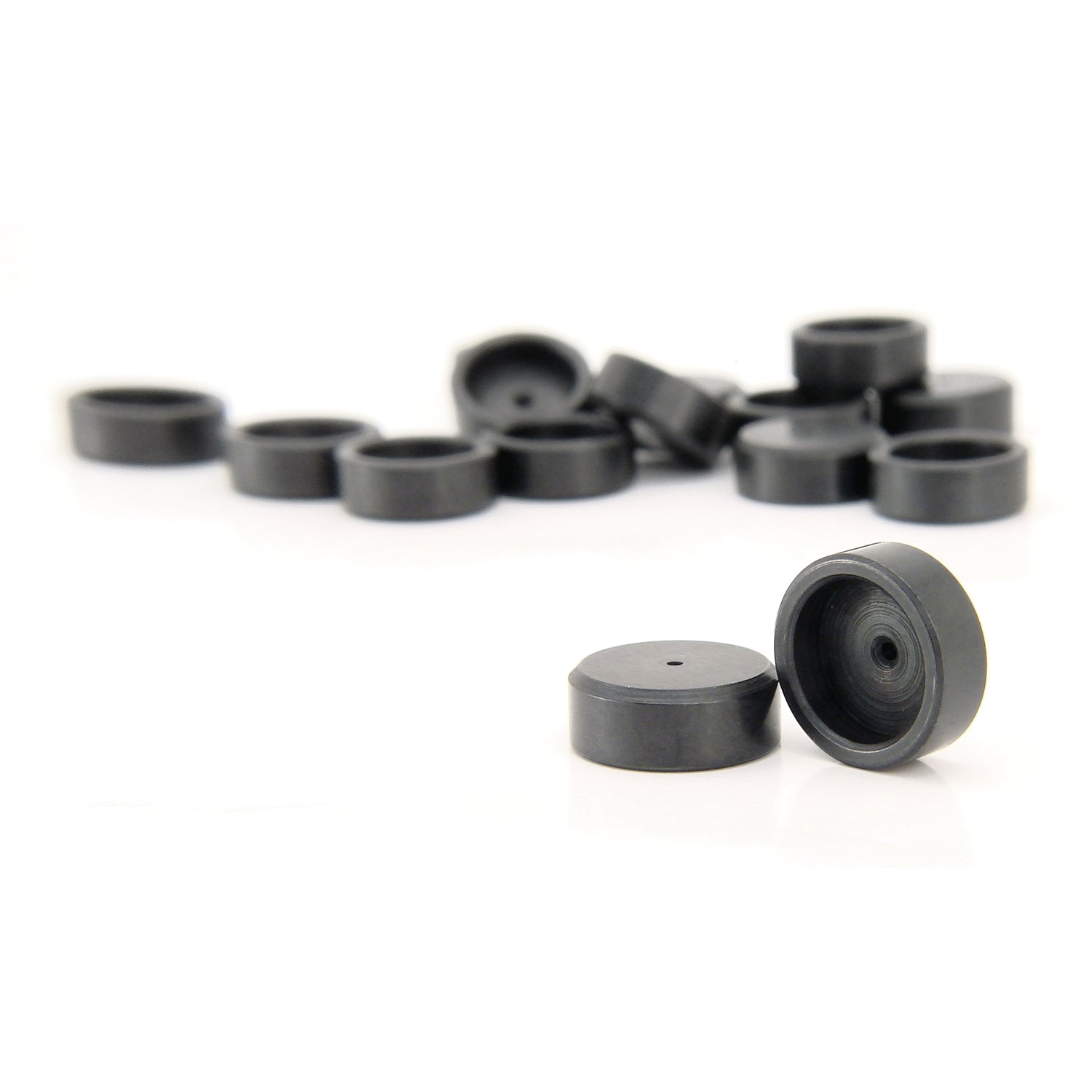 Set of 16 Hardened Lash Caps <br> 3/8in Valve Stem, 0.19in Head Height