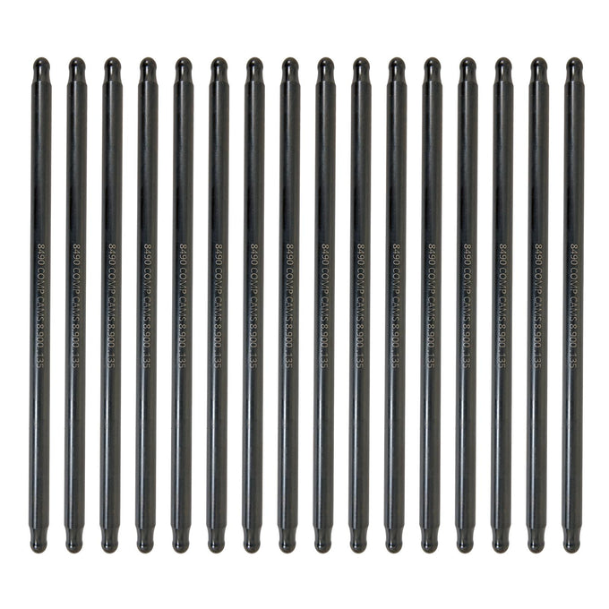 Hi-Tech One-Piece Pushrod Set <br> 8.9in L, 0.135in Wall, 3/8in Diameter