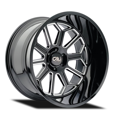 Auburn 9117Gloss Black Milled Wheel <br> 20x9 / 8x165.1 BP / -12mm Offset / 125.2mm Hub