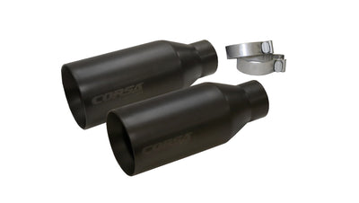 Single 5in Straight Cut Black Powder Coat Tip Kit <br> 17-24 Ford F-150, 21-24 Ram 1500