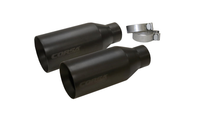 Single 5in Straight Cut Black Powder Coat Tip Kit <br> 17-24 Ford F-150, 21-24 Ram 1500