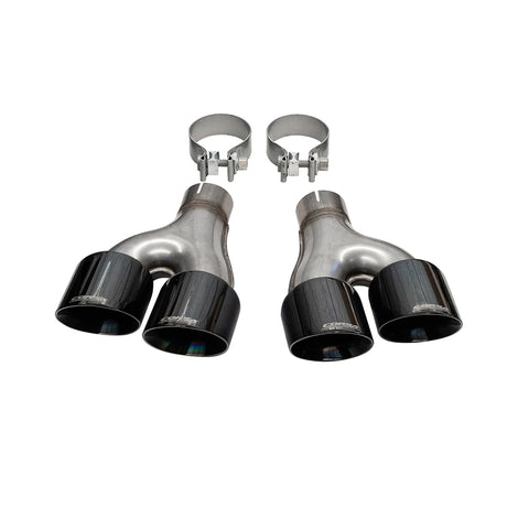 Twin 4.0in. Polished Black PVD Pro-Series Tip Kit <br> 2012,2014-2021 Jeep Grand Cherokee