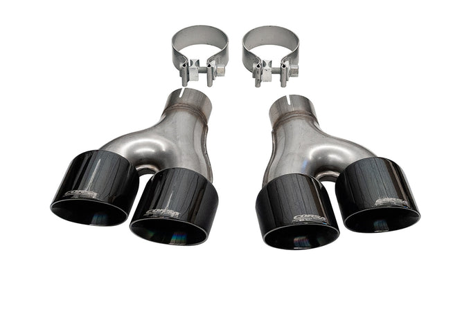 Twin 4.0in. Polished Black PVD Pro-Series Tip Kit <br> 2012,2014-2021 Jeep Grand Cherokee