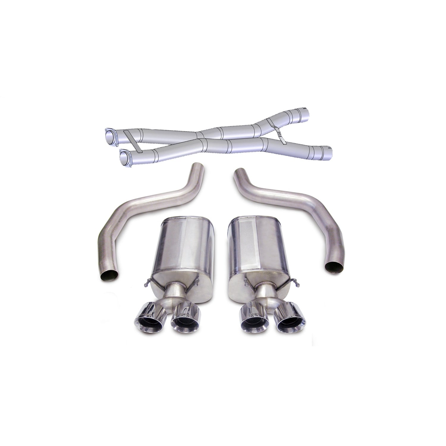 3in Cat-Back Dual Rear Exit with Twin 4in Tips <br> 2012-2013 Chevrolet Corvette