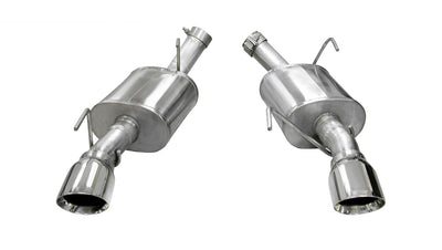 3in Axle-Back Dual Rear Exhaust w/Twin 4in Tips <br> 2005-2010 Ford Mustang