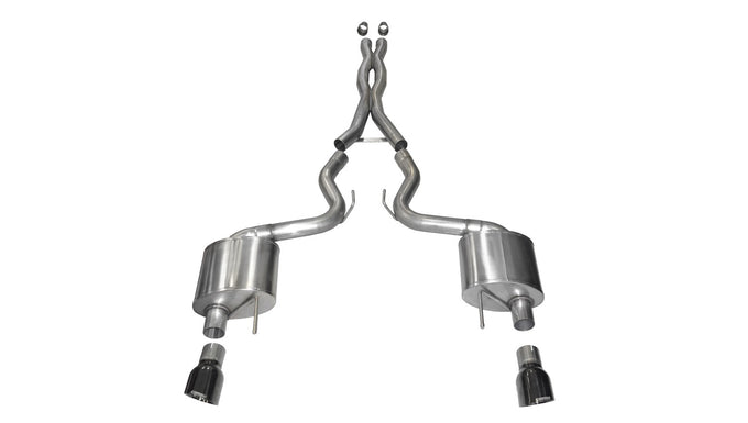 3in Cat-Back Dual Rear Exit w/ 4.5in Black PVD Tips <br> 2015-2017 Ford Mustang