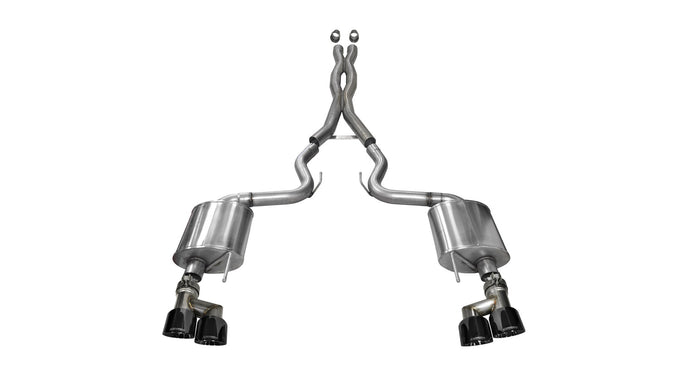 3in Cat-Back Dual Rear Exit W/ 4in Black PVD Tips <br> 2015-2017 Ford Mustang