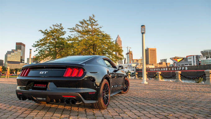 3in Cat-Back Dual Rear Exit W/ 4in Black PVD Tips <br> 2015-2017 Ford Mustang