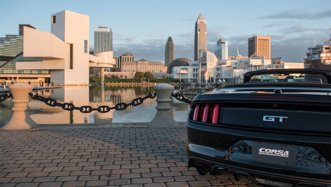 3in Cat-Back Dual Rear Exit with Single 4.5in Tips <br> 2015-2017 Ford Mustang