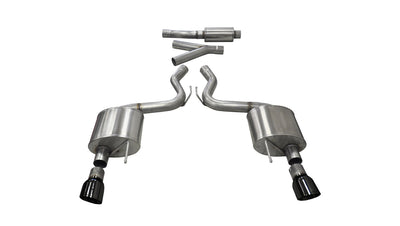 3in Cat-Back Dual Rear Exit w/ 4.5in Black PVD Tip <br> 2015-2023 Ford Mustang