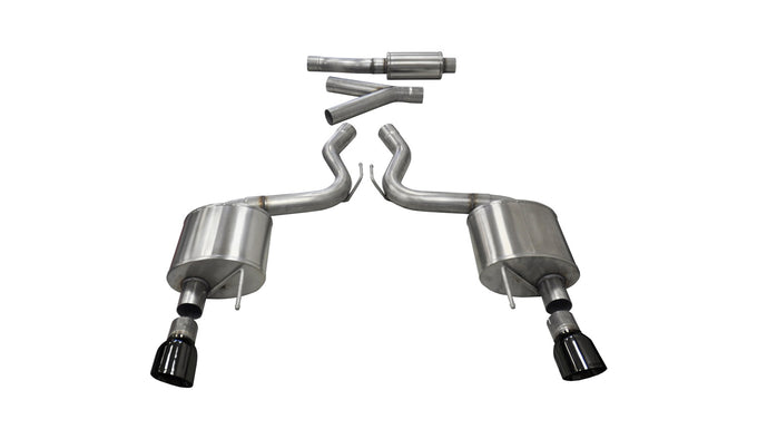 3in Cat-Back Dual Rear Exit w/ 4.5in Black PVD Tip <br> 2015-2023 Ford Mustang