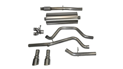 3in Cat-Back Dual Rear Exit w/ 4in Polished Tip <br> 14-18 Chevy Silvera GMC Sierra 1500