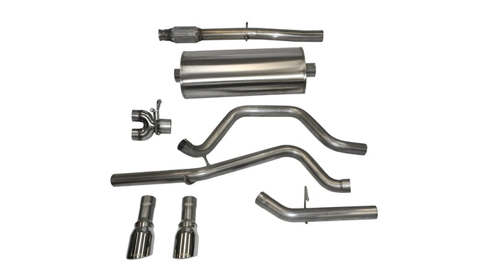 3in Cat-Back Dual Rear Exit w/ 4in Polished Tip <br> 14-18 Chevy Silvera GMC Sierra 1500