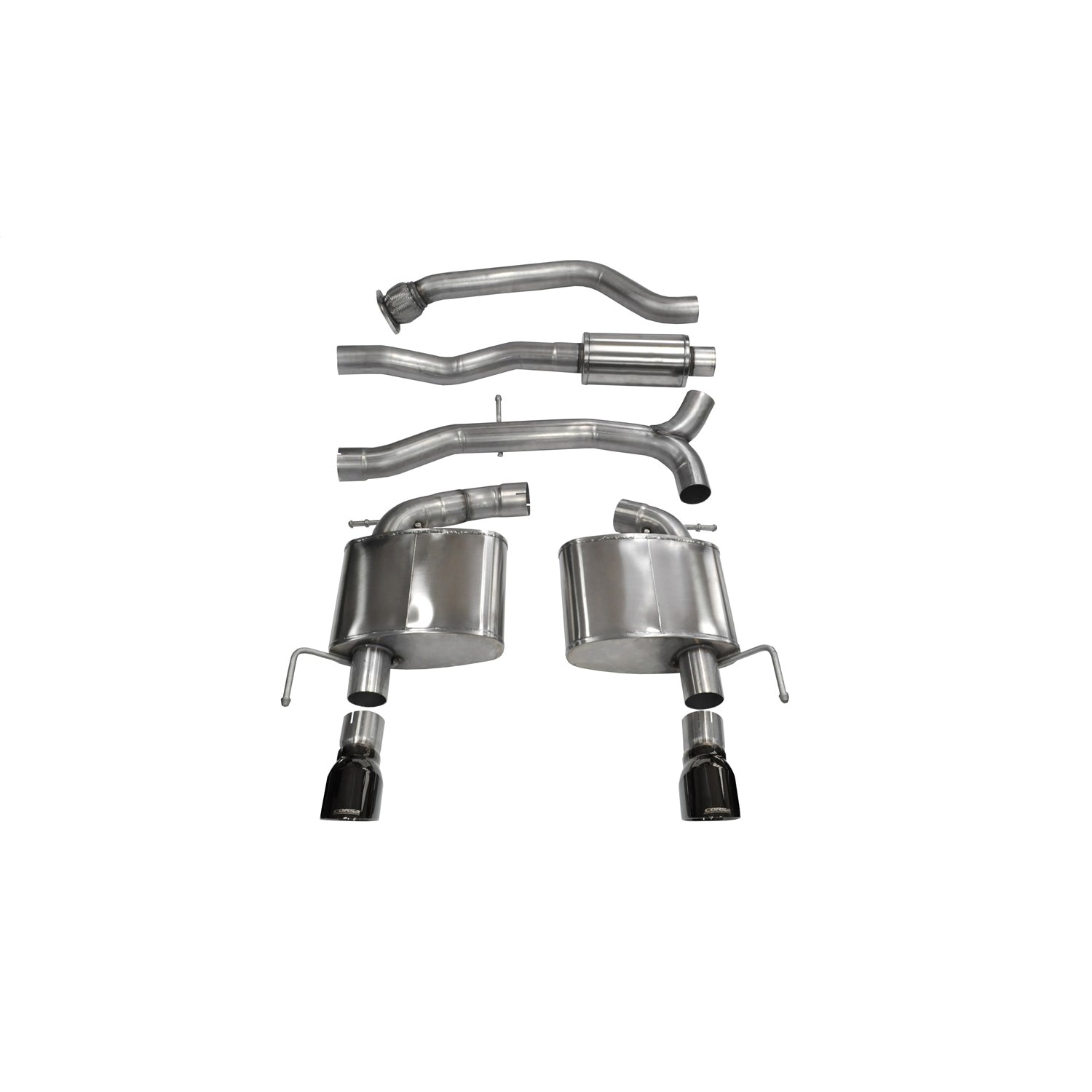 3in Cat-Back Dual Rear Exit W/ 4in Black PVD Tips <br> 2013-2017,2019 Cadillac ATS