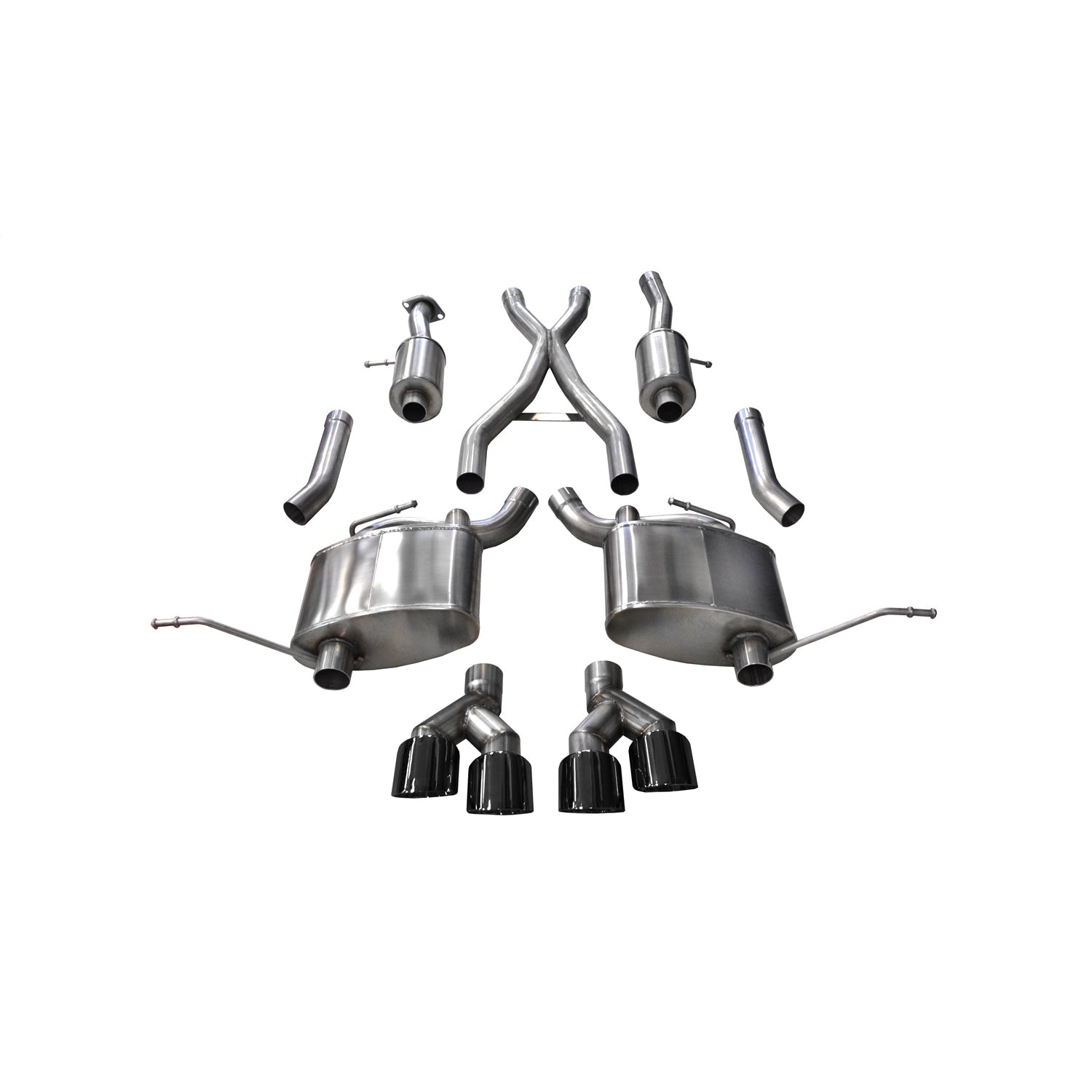 2.5in Cat-Back Dual Rear Exit W/ 4in Black PVD Tips <br> 2014-2021 Jeep Grand Cherokee