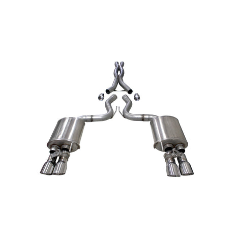 3in Cat-Back Dual Rear Exit with Twin 4in Tips <br> 2018-2023 Ford Mustang