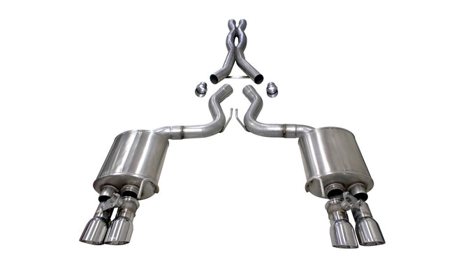 3in Cat-Back Dual Rear Exit with Twin 4in Tips <br> 2018-2023 Ford Mustang