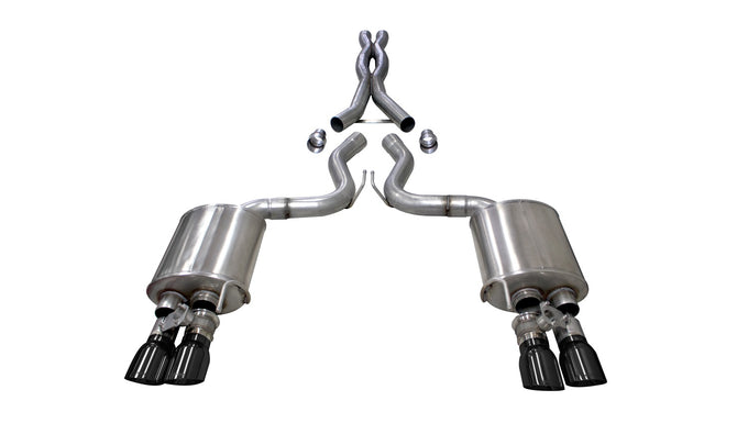 3in Cat-Back Dual Rear Exit with Twin 4in Tips <br> 2018-2023 Ford Mustang