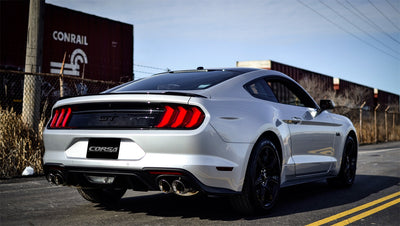 3in Cat-Back Dual Rear Exit with Twin 4in Tips <br> 2018-2023 Ford Mustang
