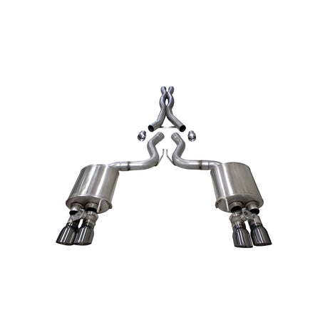 3in Cat-Back Dual Rear Exit with Twin 4in Tips <br> 2018-2023 Ford Mustang