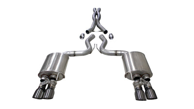 3in Cat-Back Dual Rear Exit with Twin 4in Tips <br> 2018-2023 Ford Mustang