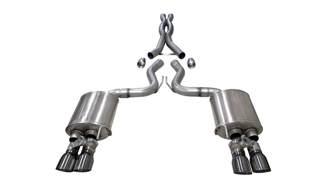 3in Cat-Back Dual Rear Exit with Twin 4in Tips <br> 2018-2023 Ford Mustang