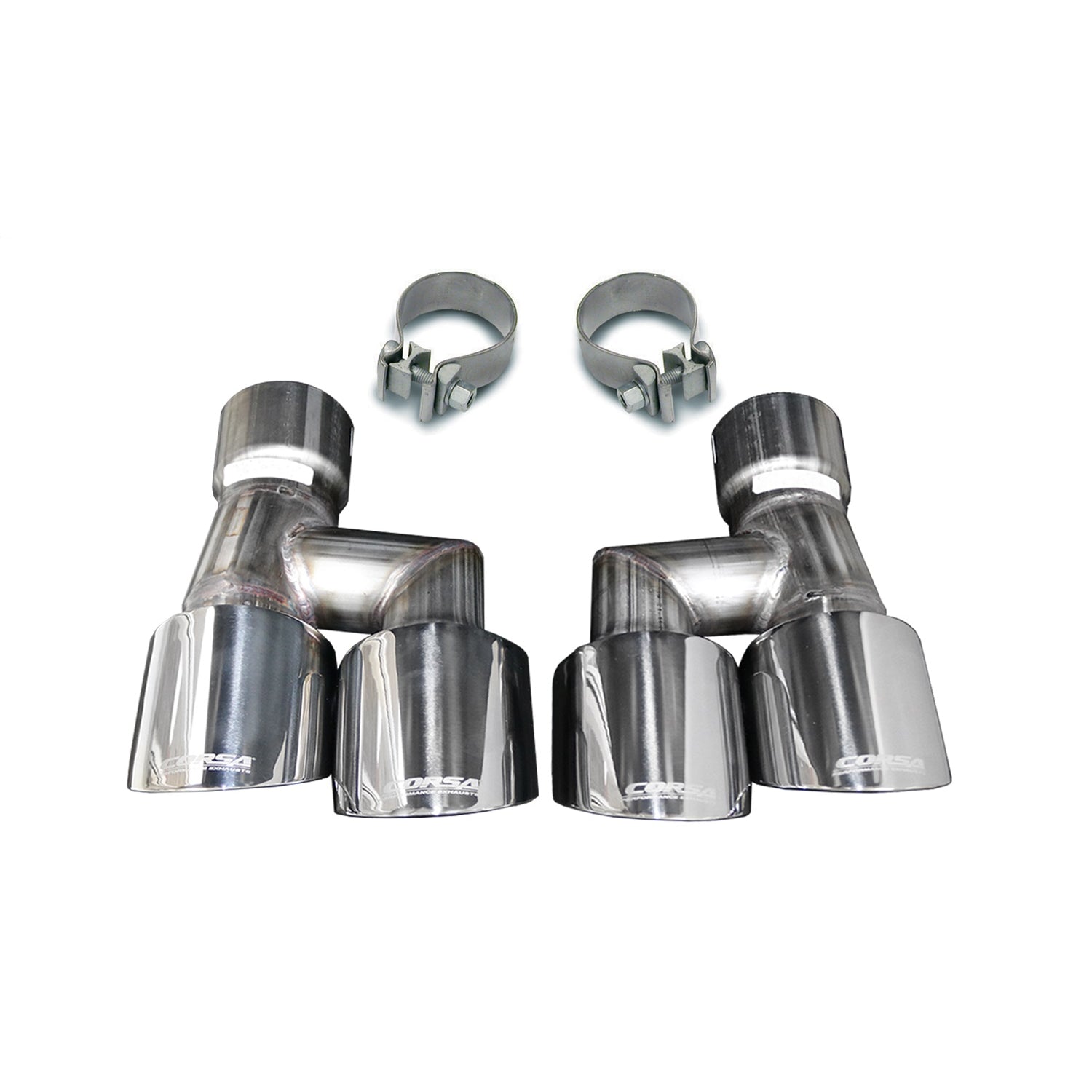 4.0in Twin Tip Polished Pro-Series Tip Kit <br> 2018-2023 Ford Mustang