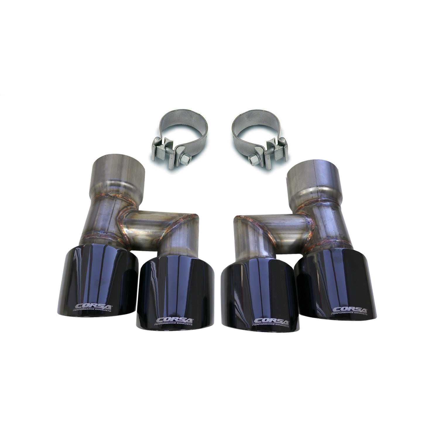Twin 4.0in. Black PVD Pro-Series Tip Kit <br> 2018-2023 Ford Mustang