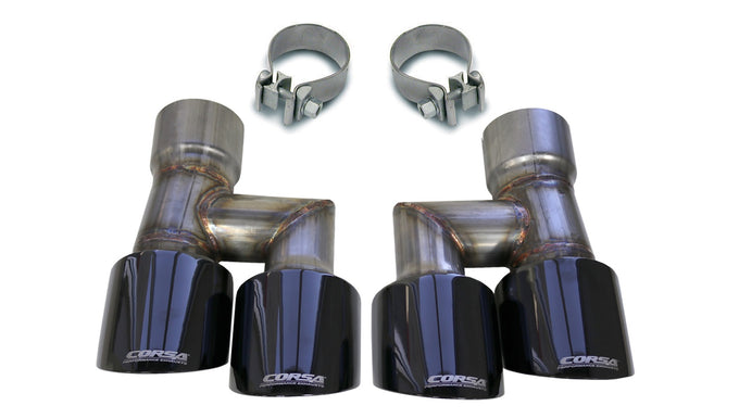 Twin 4.0in. Black PVD Pro-Series Tip Kit <br> 2018-2023 Ford Mustang