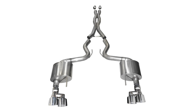 3in Cat-Back Dual Rear Exit w/ 4in Polished Tips <br> 2018-2023 Ford Mustang