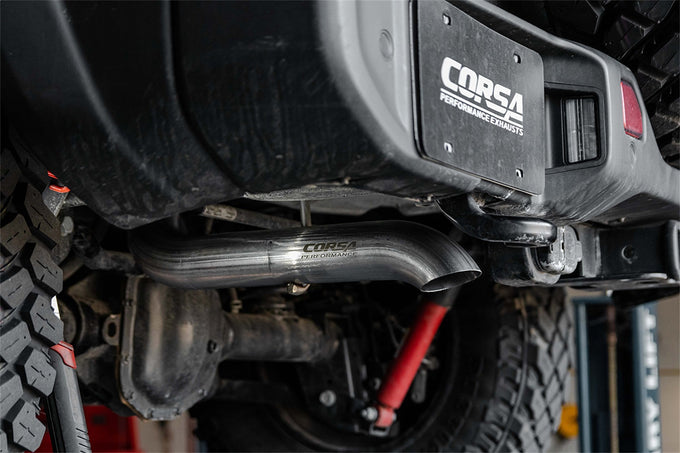 2.75in Cat-Back Single Rear Exit w/Turn Down Tips <br> 2018-2023 Jeep Wrangler