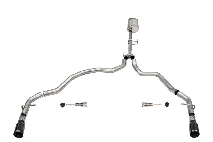 3in Cat-Back Dual Rear Exit w/ Flat Cut 4in Tips <br> 2021-2025 Ford F-150