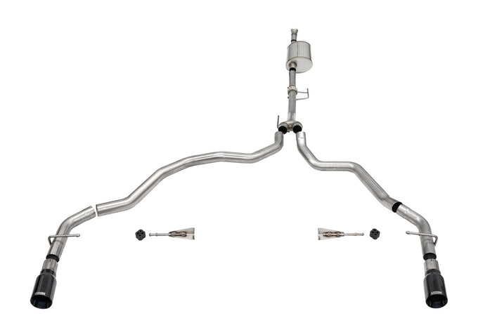 3in Cat-Back Dual Rear Exit w/ Flat Cut 4in Tips <br> 2021-2025 Ford F-150