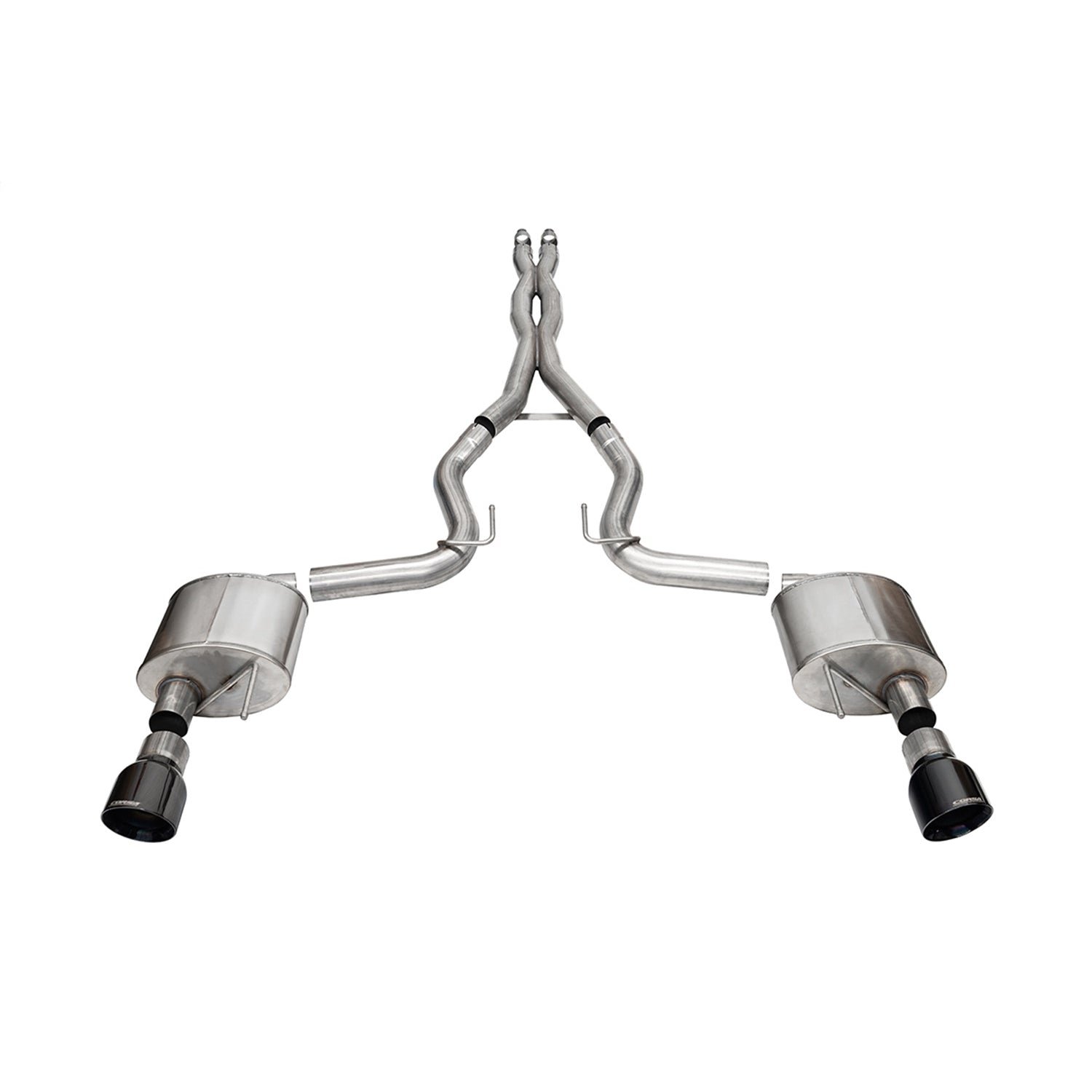 3in Cat-Back Dual Rear Exit w/ 4.5in Black PVD Tips <br> 2024-2025 Ford Mustang