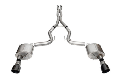 3in Cat-Back Dual Rear Exit w/ 4.5in Black PVD Tips <br> 2024-2025 Ford Mustang
