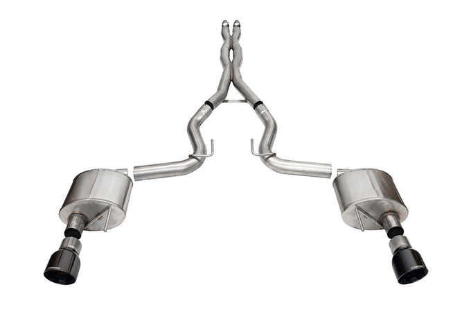 3in Cat-Back Dual Rear Exit w/ 4.5in Black PVD Tips <br> 2024-2025 Ford Mustang