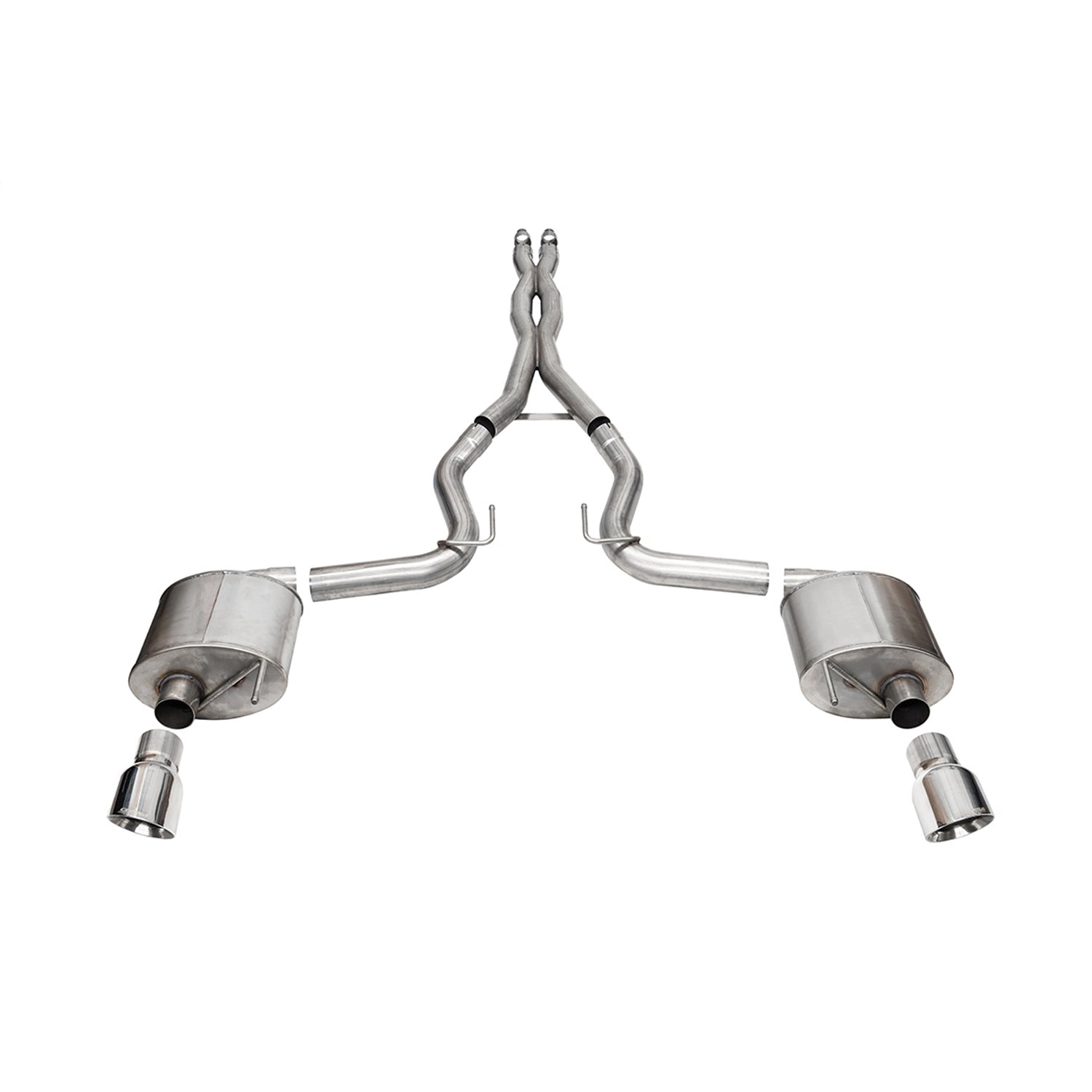 3in Cat-Back Dual Rear Exit w/ 4.5in Polished Tips <br> 2024-2025 Ford Mustang